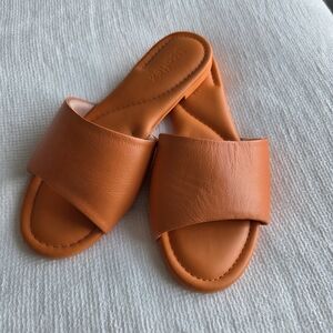 Women's Orange Slide Sandals with Wide Strap